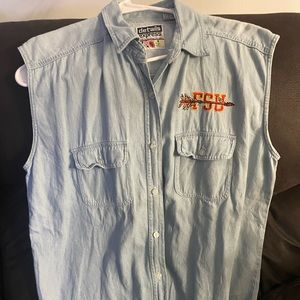 Florida State University FSU Womens denim sleeveless shirt large Details Express